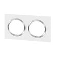 LEGRAND - Plaque carrée Dooxie 2 postes - Blanc - Bague effet chrome - vignette