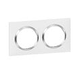 LEGRAND - Plaque carrée Dooxie 2 postes - Blanc - Bague effet chrome - vignette