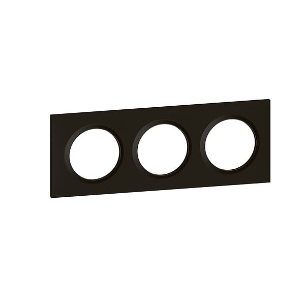LEGRAND - Plaque carrée dooxie 3 postes finition noir velours - large
