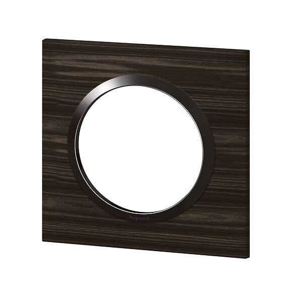 LEGRAND - Plaque carrée Dooxie 1 poste effet bois ébène - large