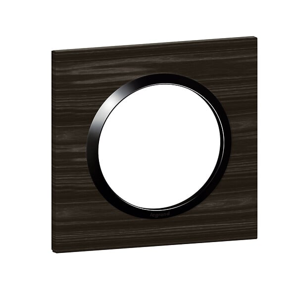 LEGRAND - Plaque carrée Dooxie 1 poste effet bois ébène - large