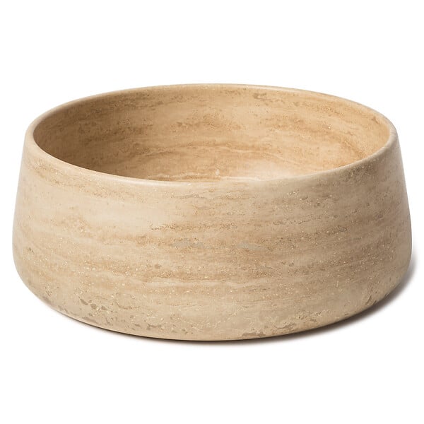 RO'MA NATURE - Vasque à poser ronde bol Travertin Beige 41x16 cm - large