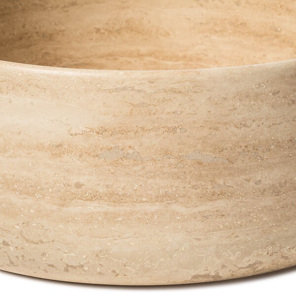 RO'MA NATURE - Vasque à poser ronde bol Travertin Beige 41x16 cm - large
