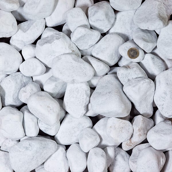 RO'MA NATURE - Galet Marbre Blanc Carrare 60-100 mm - Lot de 5 sacs de 20 kg (1 m²) - large