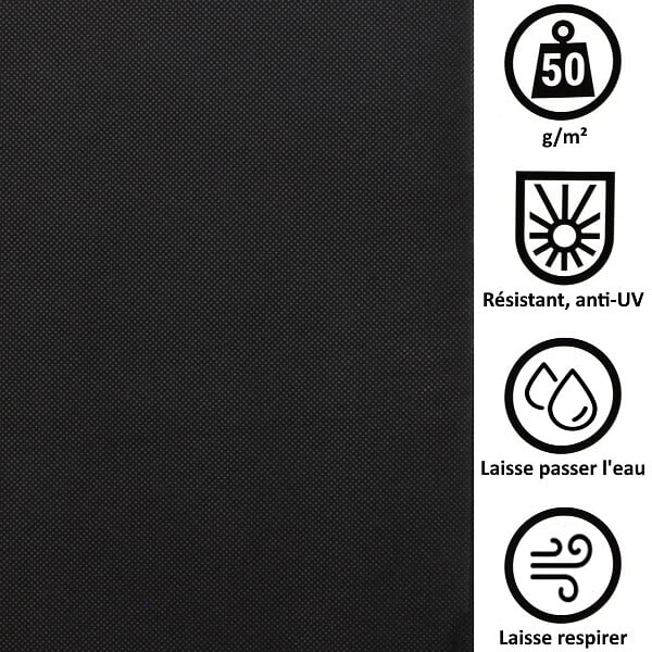 GT GARDEN - Géotextile anti-mauvaises herbes non tissé 50 g/m2 - 3,20 x 10 mètres - large
