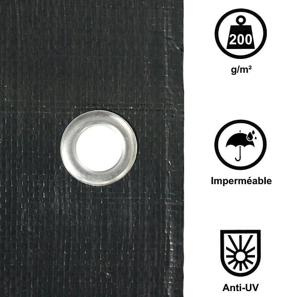 GT GARDEN - Bâche de protection grise ultra résistante - 200 g/m² - 4 x 6 mètres - large