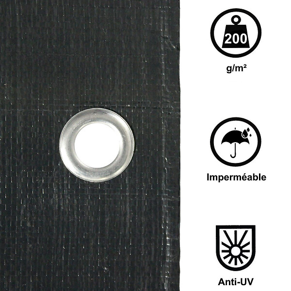 GT GARDEN - Bâche de protection grise ultra résistante - 200 g/m² - 3 x 5 mètres - large
