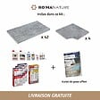 RO'MA NATURE - KIT COMPLET - Margelles pour piscine 8x4m en Travertin Gris (avec colle, joint, hydrofuge ...) - vignette