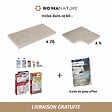 RO'MA NATURE - KIT COMPLET - Margelles pour piscine 4x4m en Pierre Egypte Beige (avec colle, joint, hydrofuge ...) - vignette