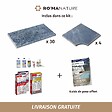 RO'MA NATURE - KIT COMPLET - Margelles pour piscine 6x3m en Pierre Adana Gris Bleu (avec colle, joint, hydrofuge ...) - vignette