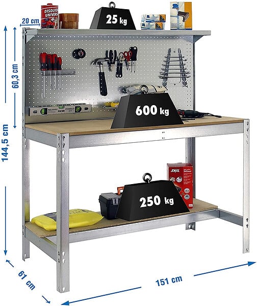 SIMON RACK - SimonRack - Kit Etabli 1440x1500x600mm Charge 600Kg -  SIMONWORK BT3 1500 GALVA/BOIS SIMONRACK - large