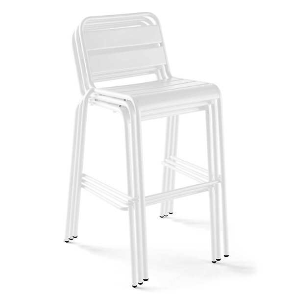 OVIALA - Chaise de bar haute en métal blanc - Palavas - large