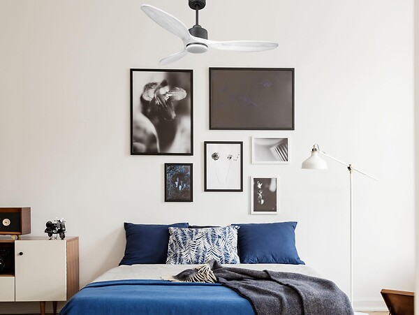 PURLINE - Ventilateur de plafond Réversible  Thermostat Dimmable Wifi Moteur à courant continu Toits en pente Télécommande Lumière à trois tons Hypersilence Mémoire - large