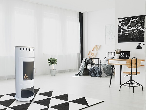 PURLINE - Poêle à éthanol 3kW en acier avec façade en verre trempé - large