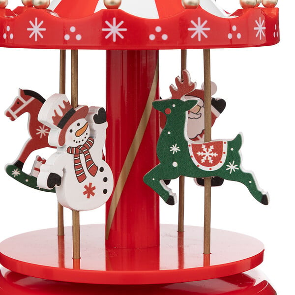 FEERIC LIGHTS & CHRISTMAS - Carrousel musical traditionnel Père Noël et Bonhomme de Neige D 11 x H 18 cm - large