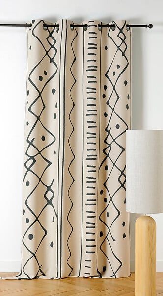 LINDER - Rideau jacquard Nazca - Beige et noir - H.260cm - large