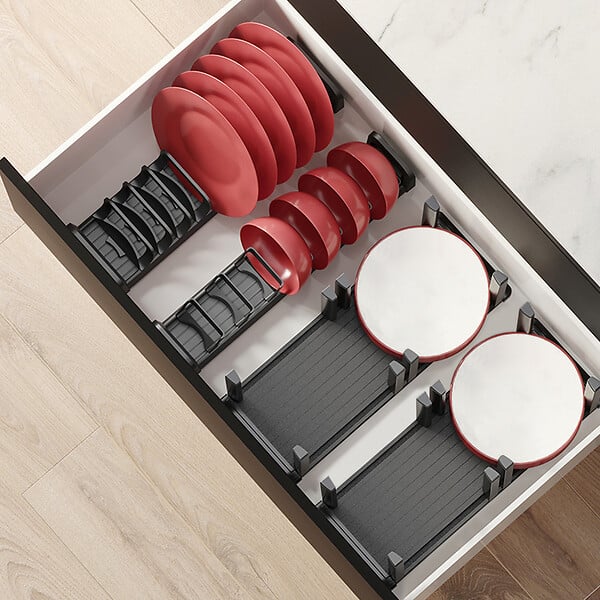EMUCA - Orderbox porte-tiroir pour tiroir, 90x470mm, Aluminium et Plastique, Gris antracite - large