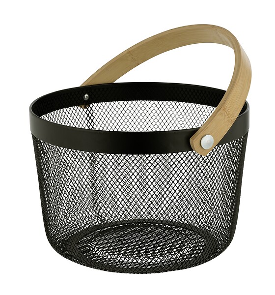 WENKO - Corbeille de bain Bambusa - Acier laqué - Noir - Diam.25cm - large