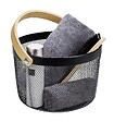 WENKO - Corbeille de bain Bambusa - Acier laqué - Noir - Diam.25cm - vignette