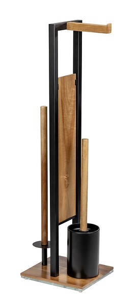 WENKO - Combiné WC - Bois d'acacia - Rivalta - Noir - Sur pied - large