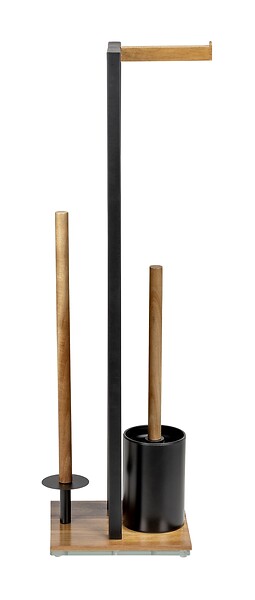 WENKO - Combiné WC - Bois d'acacia - Rivalta - Noir - Sur pied - large