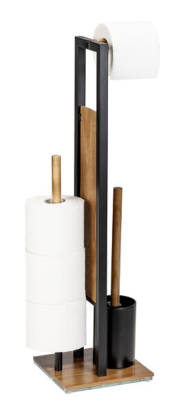 WENKO - Combiné WC - Bois d'acacia - Rivalta - Noir - Sur pied - large