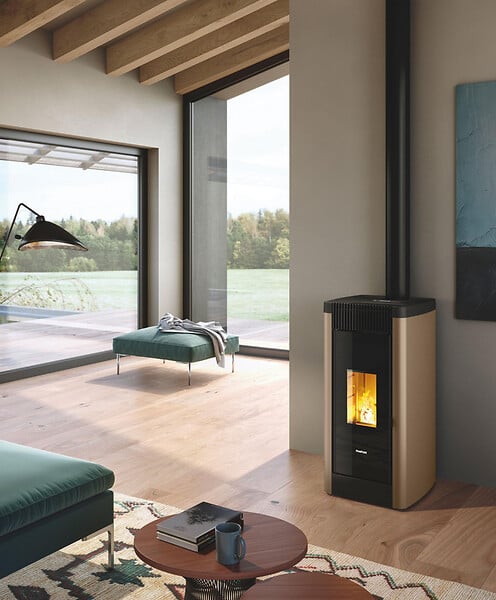 FREEPOINT - Poêle à granulés Steel 9 - Fonte - Marron et anthracite - 8.5kW - large