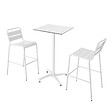 OVIALA - Ensemble table haute stratifié terrazzo et 2 chaises blanc - Opéra - vignette