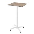 OVIALA - Ensemble table haute stratifié marbre beige et 2 chaises hautes gris - Opéra - vignette