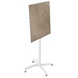 OVIALA - Ensemble table haute stratifié marbre beige et 2 chaises hautes gris - Opéra - vignette