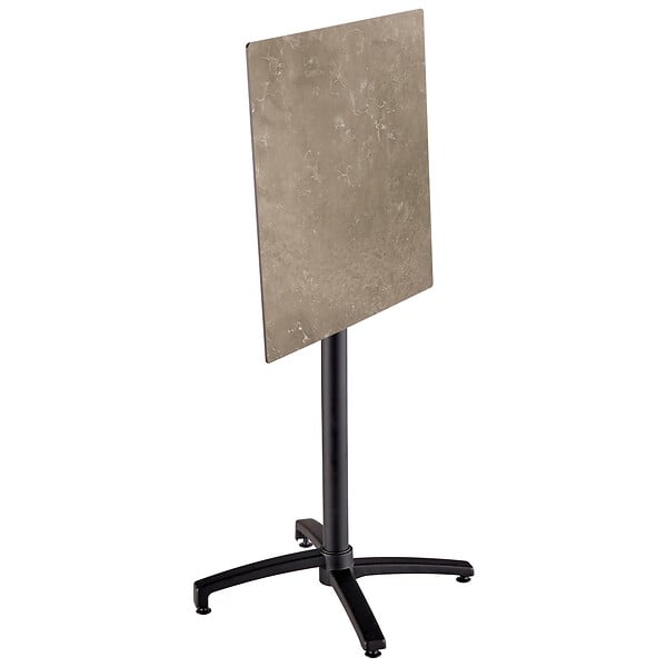 OVIALA - Ensemble table haute stratifié marbre beige et 2 chaises hautes taupe - Opéra - large