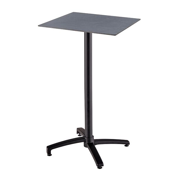 OVIALA - Ensemble table haute stratifié gris et 2 chaises hautes taupe - Opéra - large