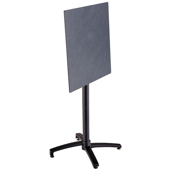 OVIALA - Ensemble table haute stratifié gris et 2 chaises hautes taupe - Opéra - large
