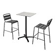 OVIALA - Ensemble table haute stratifié béton gris et 2 chaises hautes gris - Opéra - vignette
