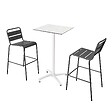 OVIALA - Ensemble table haute stratifié terrazzo et 2 chaises gris - Opéra - vignette