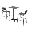 OVIALA - Ensemble table haute stratifié gris et 2 chaises hautes gris - Opéra - vignette