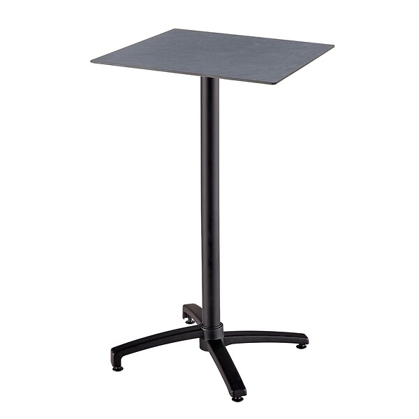 OVIALA - Ensemble table haute stratifié gris et 2 chaises hautes gris - Opéra - large