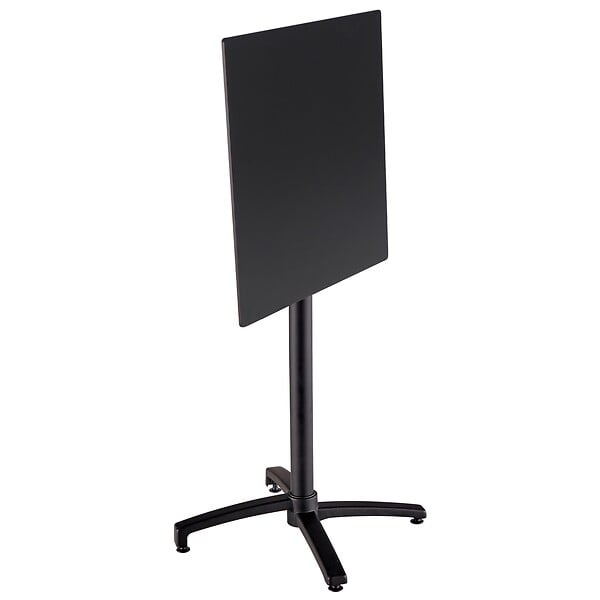 OVIALA - Ensemble table haute stratifié noir et 2 chaises hautes taupe - Opéra - large