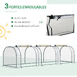 OUTSUNNY - Serre de jardin tunnel 3,5L x 1l x 0,8H m 3 portes zippées bâche PVC transparent métal époxy vert - vignette