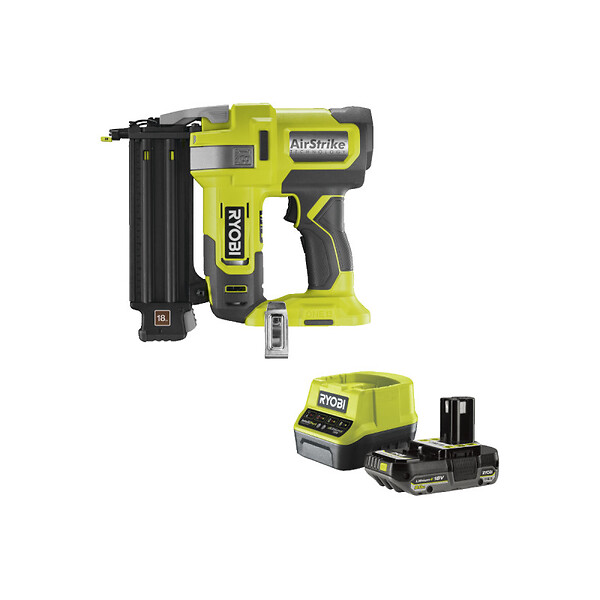 RYOBI - Pack RYOBI Cloueur d'assemblage air comprimé R18GN18-0 - 18V One+ - 1 batterie 2.0Ah - 1 chargeur rapide RC18120-120 - large