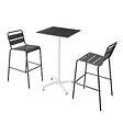 OVIALA - Ensemble table haute stratifié noir et 2 chaises hautes gris - Opéra - vignette