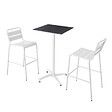 OVIALA - Ensemble table haute stratifié noir et 2 chaises hautes blanc - Opéra - vignette