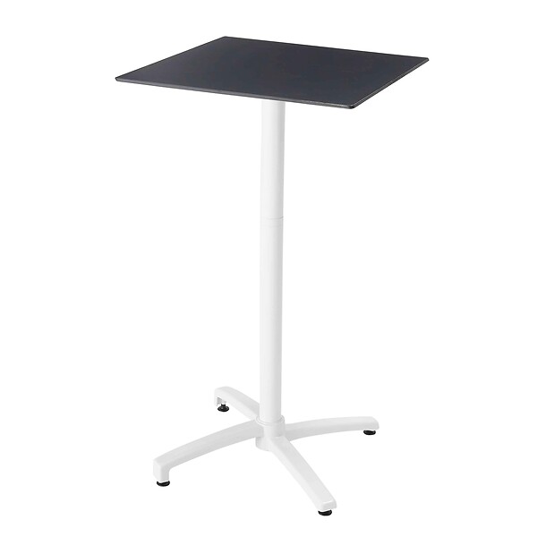OVIALA - Ensemble table haute stratifié noir et 2 chaises hautes blanc - Opéra - large