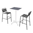 OVIALA - Ensemble table haute stratifié ardoise gris et 2 chaises hautes gris - Opéra - vignette