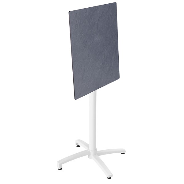 OVIALA - Ensemble table haute stratifié ardoise gris et 2 chaises hautes gris - Opéra - large