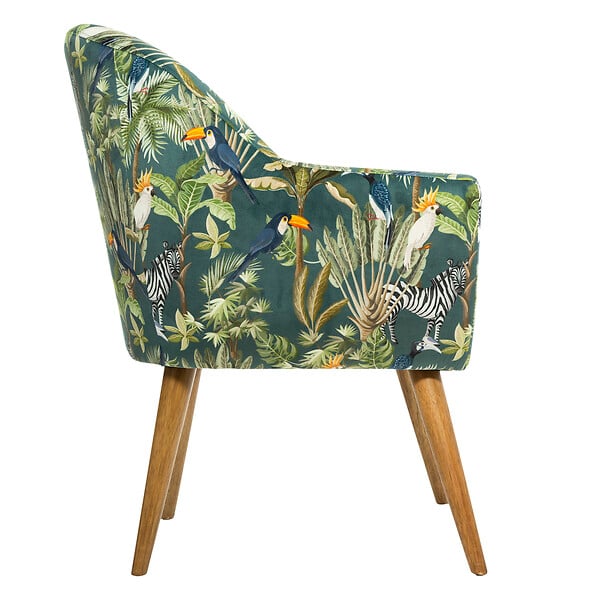 ATMOSPHERA - Fauteuil velours Sango jungle - Vert - Hévéa - large
