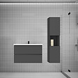 AICA SANITAIRE - AICA Ensemble meuble vasque L.79cm anthracite 2 tiroirs + lavabo + colonne - vignette