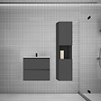AICA SANITAIRE - AICA Ensemble meuble vasque L.60cm anthracite 2 tiroirs + lavabo + colonne - vignette
