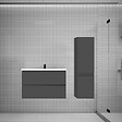 AICA SANITAIRE - AICA Ensemble meuble vasque L.79cm anthracite 2 tiroirs + lavabo + colonne easy - vignette