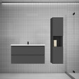 AICA SANITAIRE - AICA Ensemble meuble vasque L.99cm anthracite 2 tiroirs + lavabo + colonne - vignette